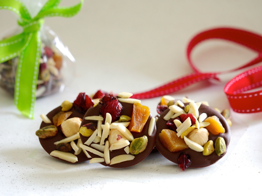 Chocolate fruit and nut buttons for Easter or Christmas