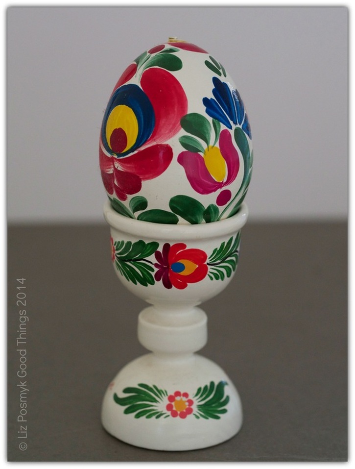 Hand painted Hungarian egg and egg cup. Photo by Liz Posmyk Good Things