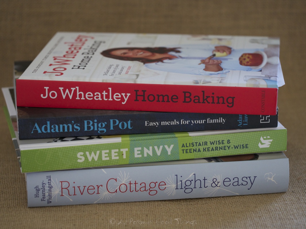 My pile of cookbooks for review
