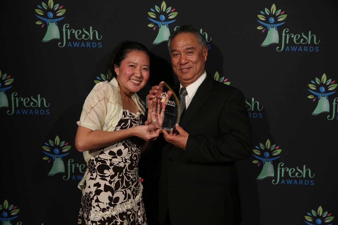 Produce Grower of the Year winner - Goldenfield Growers (Wallacia) Nickie Ung (left) and Billy Lee.