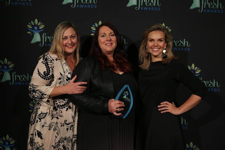 Winner of the best blog story about a florist - We are Scout by Lisa Tilse (centre) with judges, Robyn Foyster (left) and Edwina Bartholomew (right)