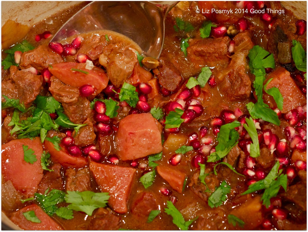 Slow cooked lamb with quince and pomegranate