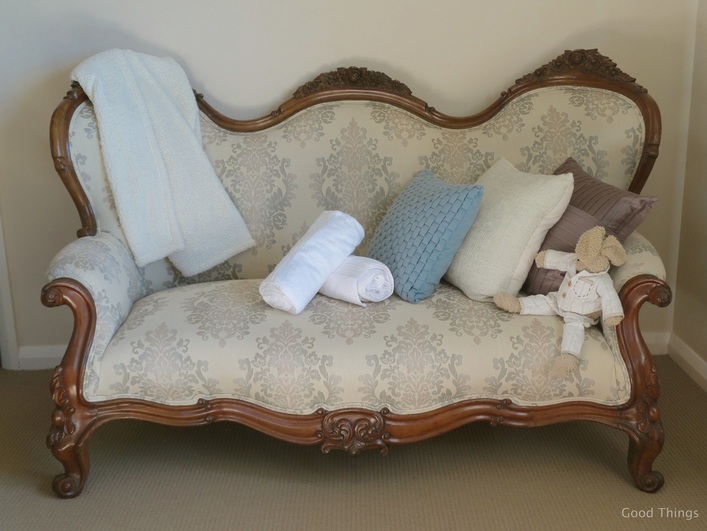 Chaise lounge in the master bedroom t Laurel View farm stay in the NSW Southern Highlands by Liz Posmyk Good Things