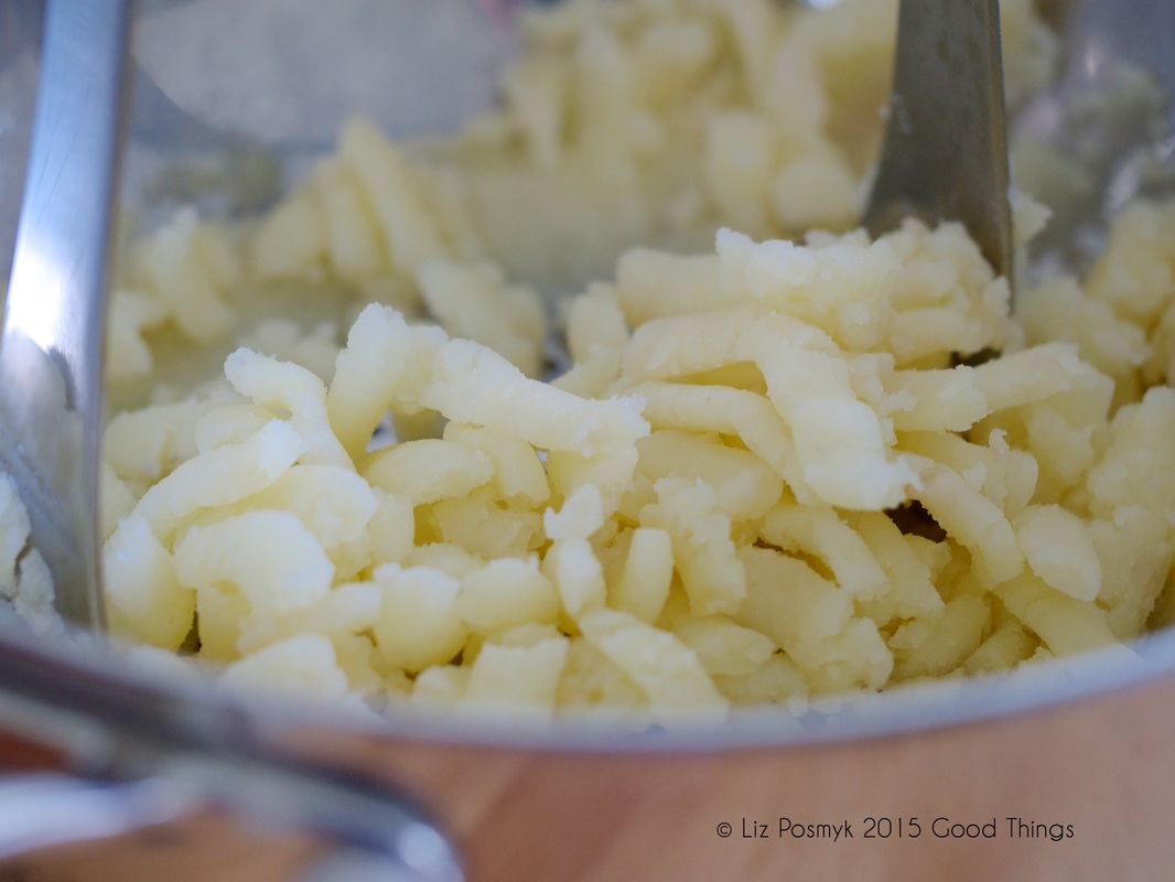 The texture of the potatoes when mashed or riced with a Cuisipro masher, by Good Things 