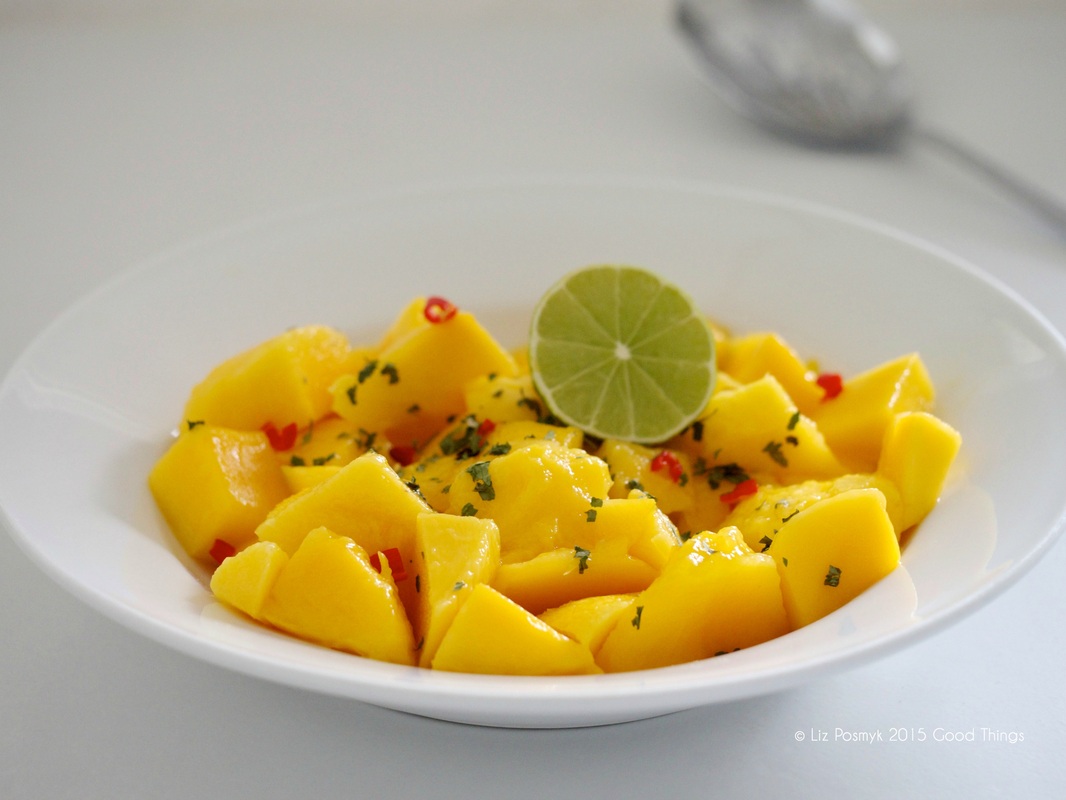 Mango salsa with lime, chilli and coriander