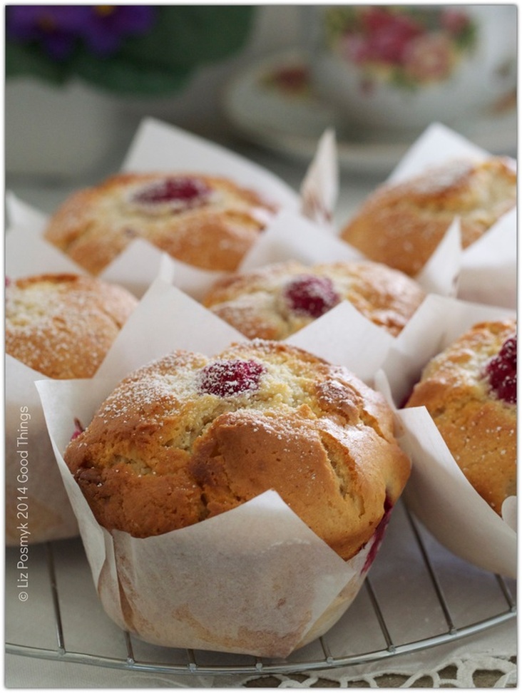 Raspberry, macadamia and white chocolate muffins by Good Things