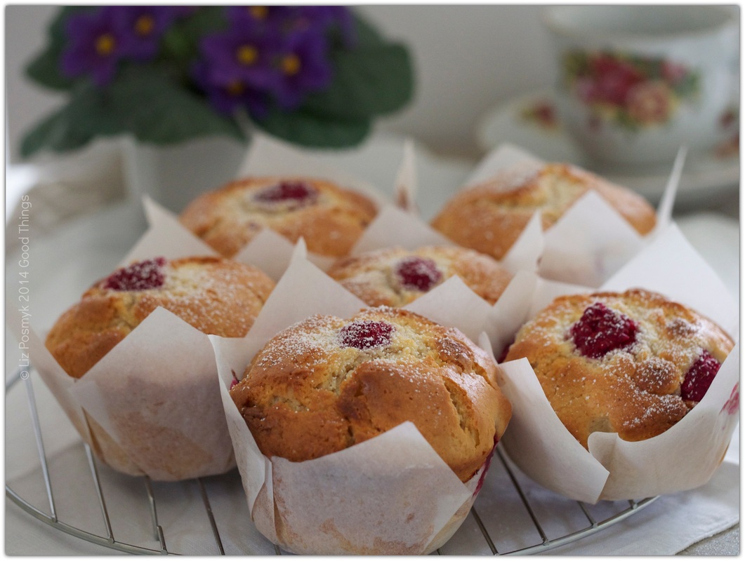 Raspberry, macadamia and white chocolate muffins by Good Things