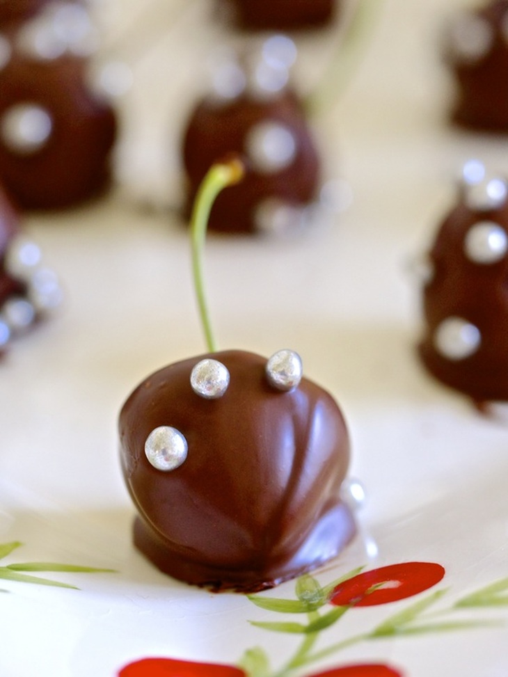 Choc dipped cherries with soft sugar pearls