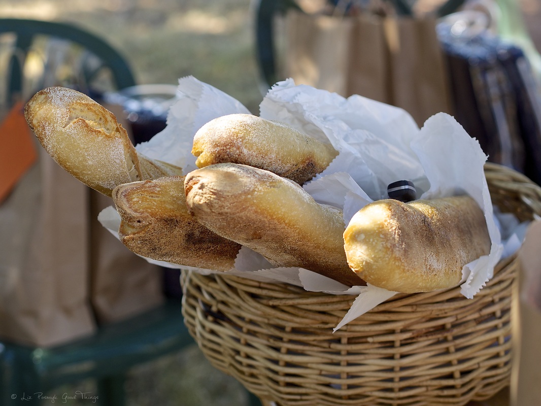 Basket of baguettes - Thyme to Taste picnic at Cooma Cottage 