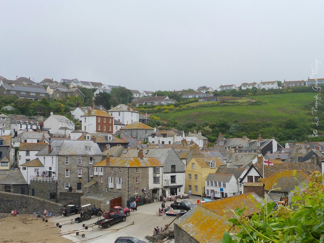 Cottages and rooftops in Port Isaac in Cornwall, taken from the top of the hill near Doc Martin's house by Liz Posmyk, Good Things