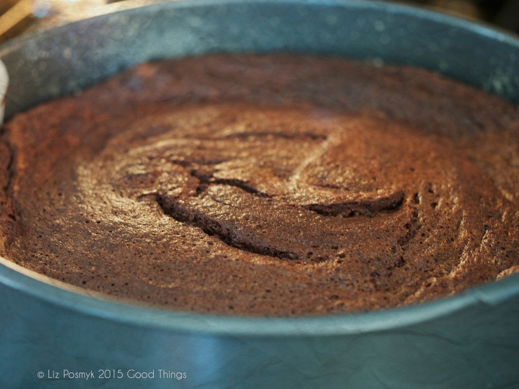 Chocolate cake in the oven