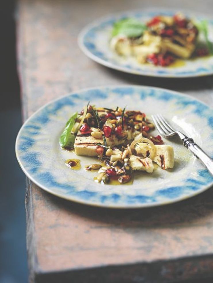 Grilled haloumi with soumac and pomegranate dressing from Spice Journey by Shane Delia
