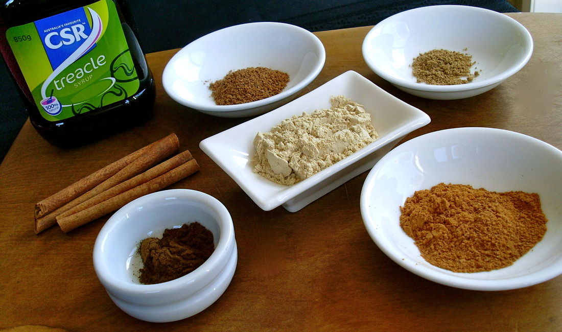 Ingredients to make gingerbread 