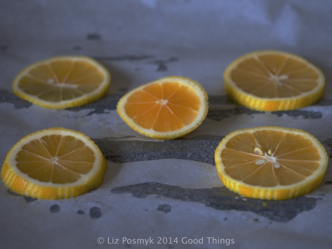 Place lemon slices in the base of the lined roasting dish