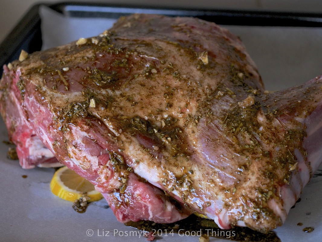 Rub the marinade ingredients all over the lamb