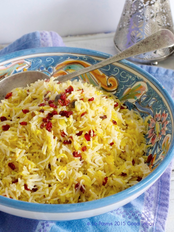 Persian rice with barberries, pistachio and saffron 