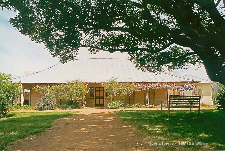 The rear verandah at Cooma Cottage in Yass NSW 
