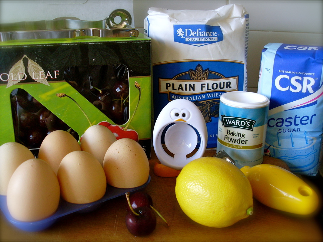 Ingredients for cherry cake