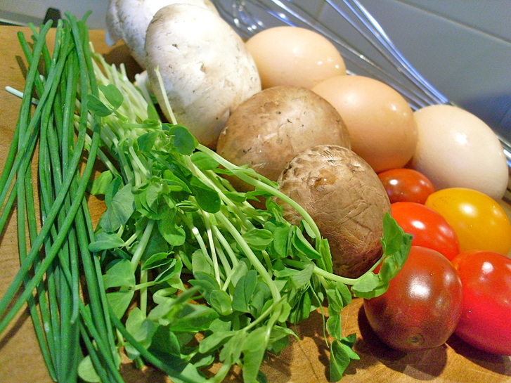 Fresh ingredients for the perfect omelette