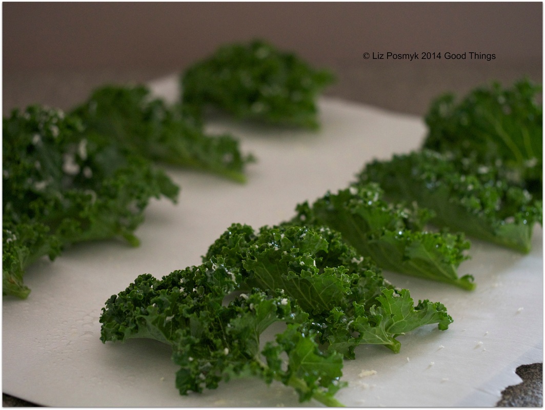 Kale chips ready to bake