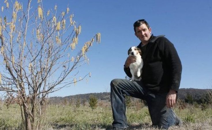 Damian Robinson from Turalla Truffles with his truffle dog - image appears courtesy of Damian Robinson 