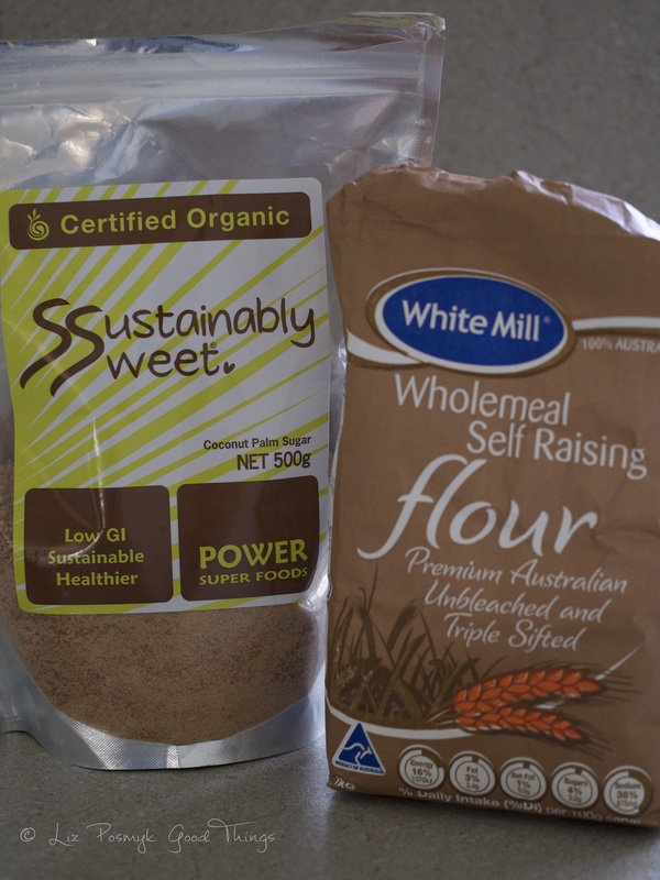 Coconut palm sugar and wholemeal flour 