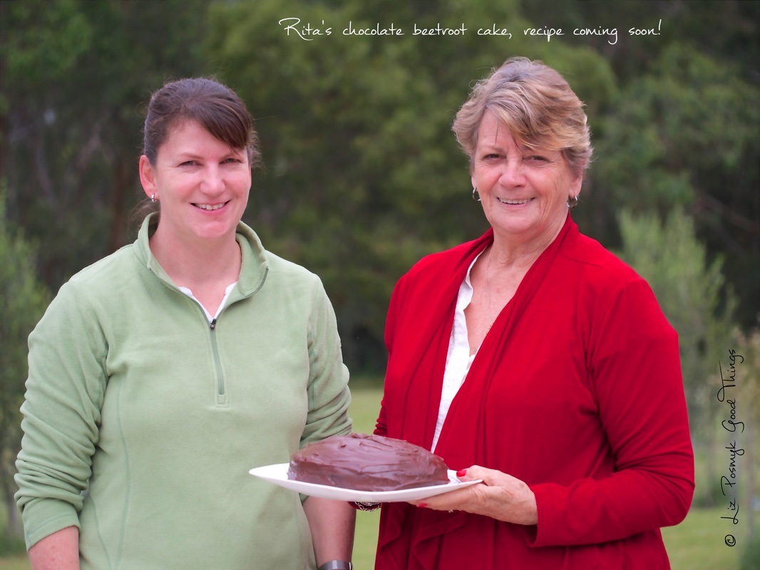 Jacqueline Weiley of Foodscape Tours with her mother Rita and that chocolate beetroot cake 
