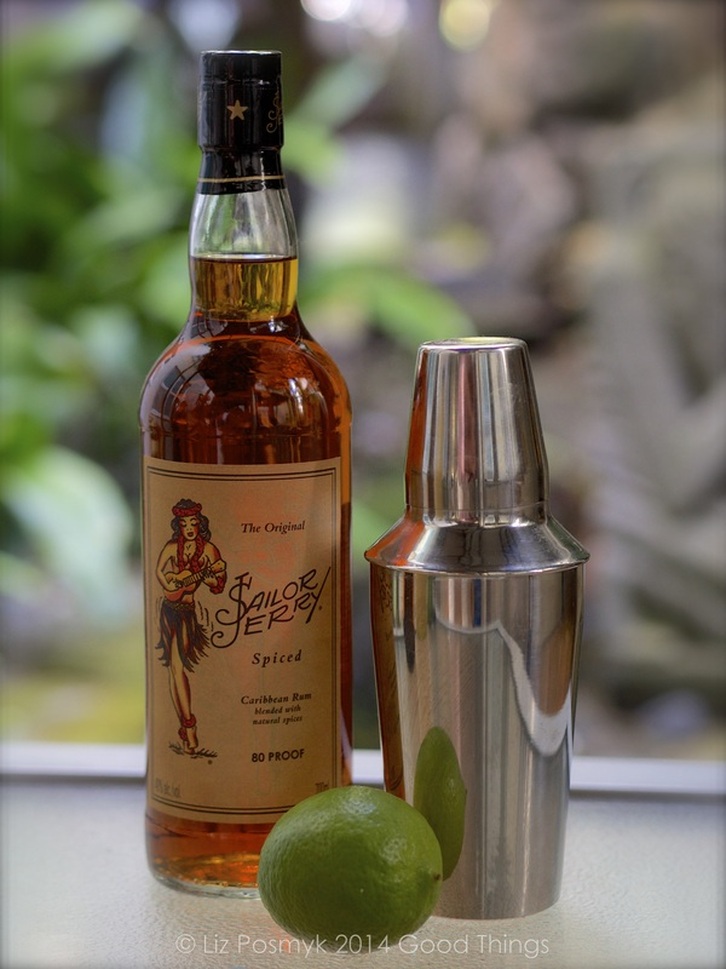Sailor Jerry with lime and cocktail shaker by Liz Posmyk Good Things