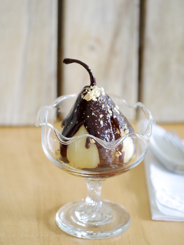 Chocolate pears with hazelnut cream