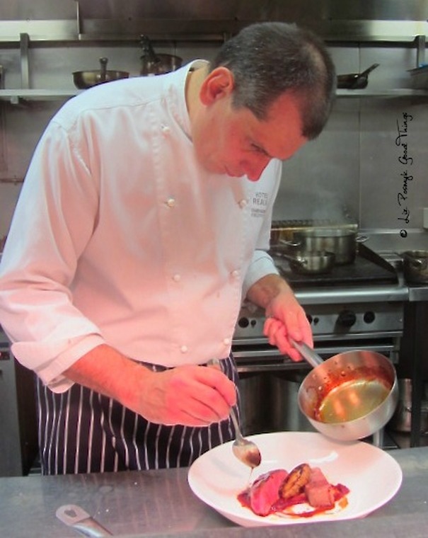 Executive Chef Hotel Realm Canberra Fabian Wagnon plating the duck - image by Liz Posmyk Good Things 