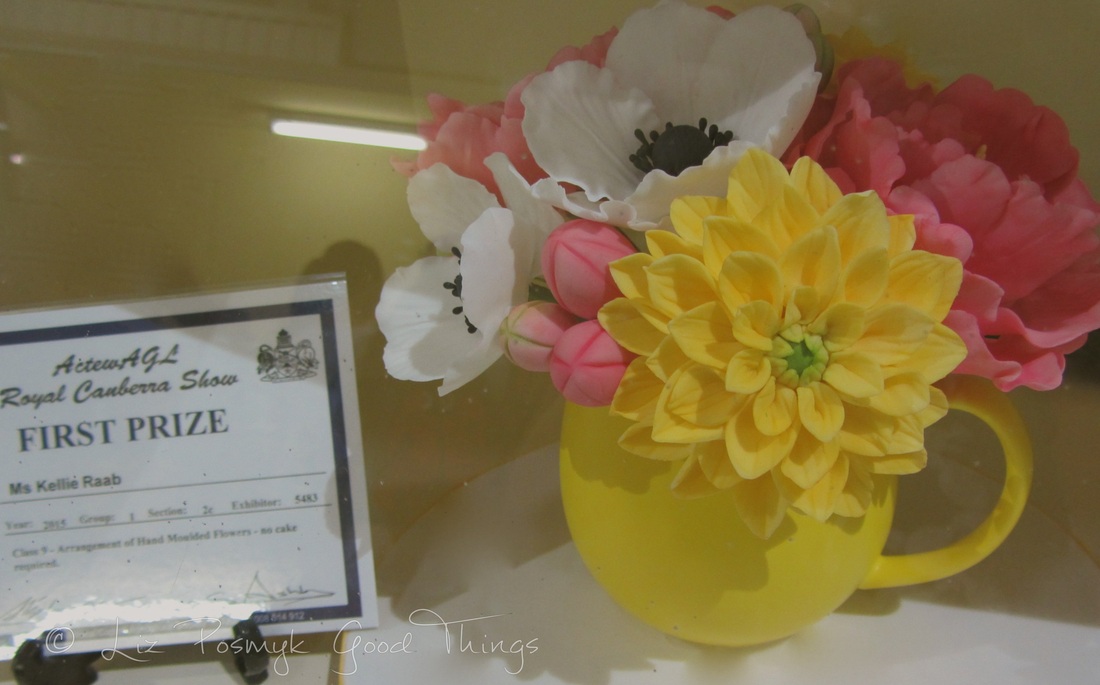 Prize winning flowers made from icing at the Royal Canberra Show