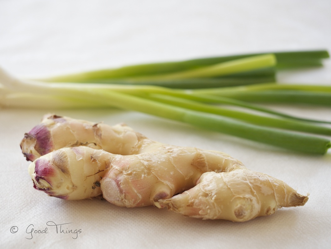 Fresh ginger and spring onions by Good Things 