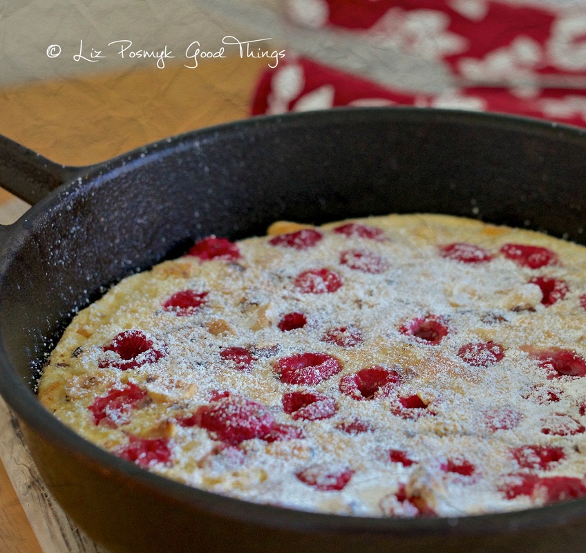 Raspberry Dutch baby pancake with vanilla and hazelnuts II by Liz Posmyk Good Things