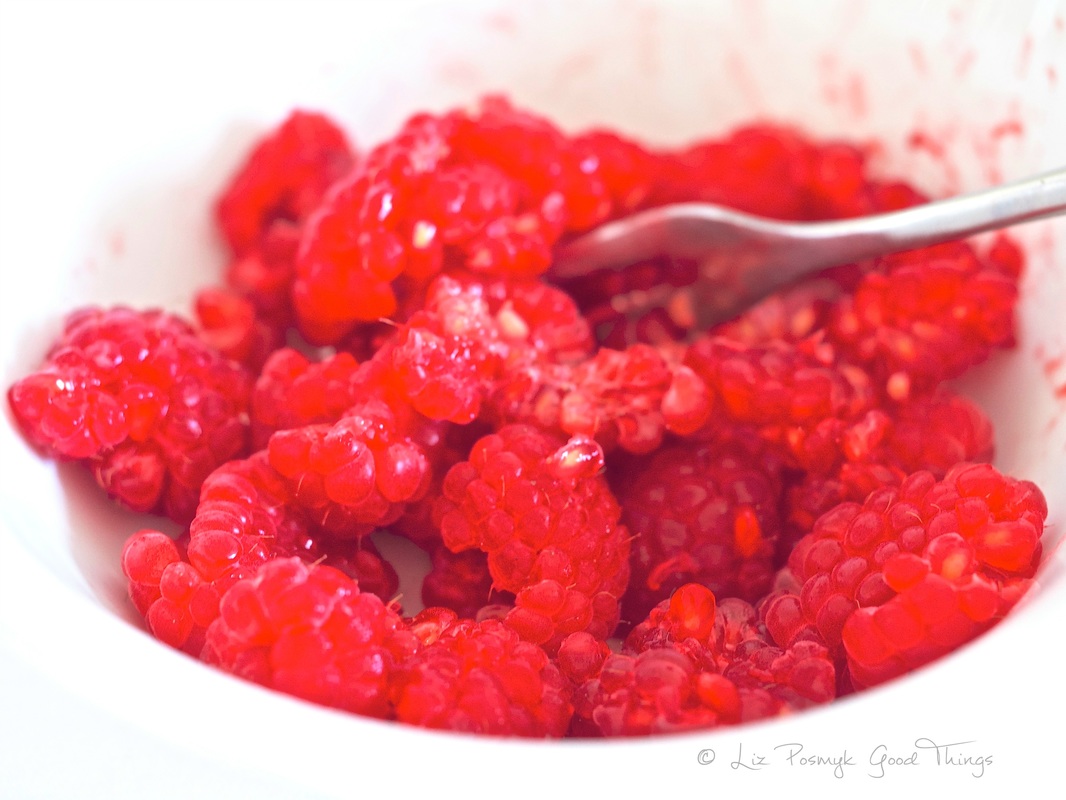 Mash the raspberries gently with a small fork - by Good Things 