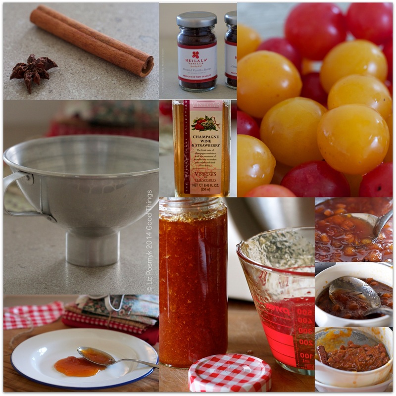 Making spiced mirabelle plum sauce by Liz Posmyk, good things