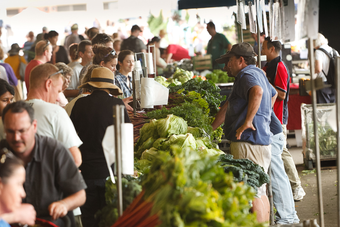 Shoppers at the Capital Region Farmers Market in Canberra