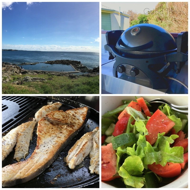 Swordfish on the BBQ, simple salad and vistas of the sea - Liz Posmyk Good Things