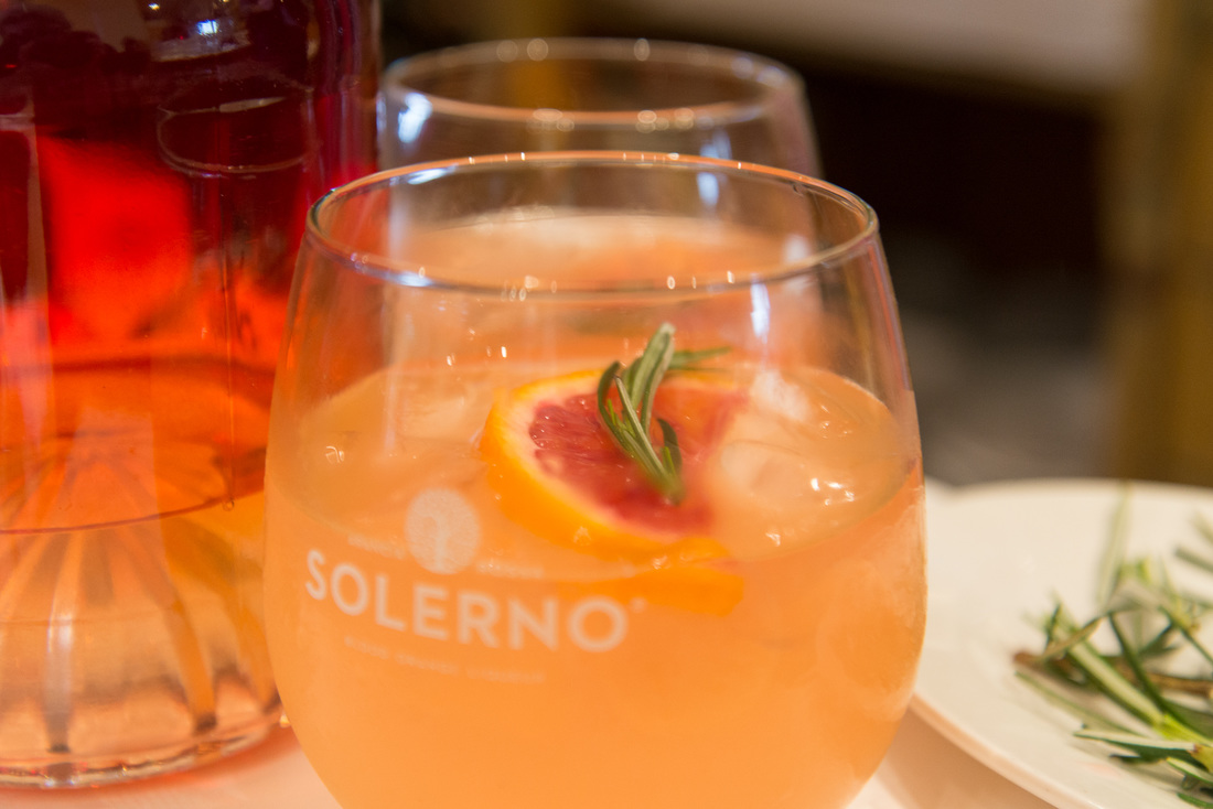 Cocktail made with Solerno blood orange liqueur