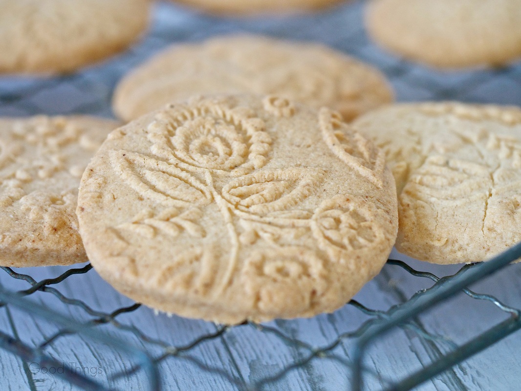 Patterned shortbread biscuits made with In My Wood Rolling pins - photo Liz Posmyk Good Things 