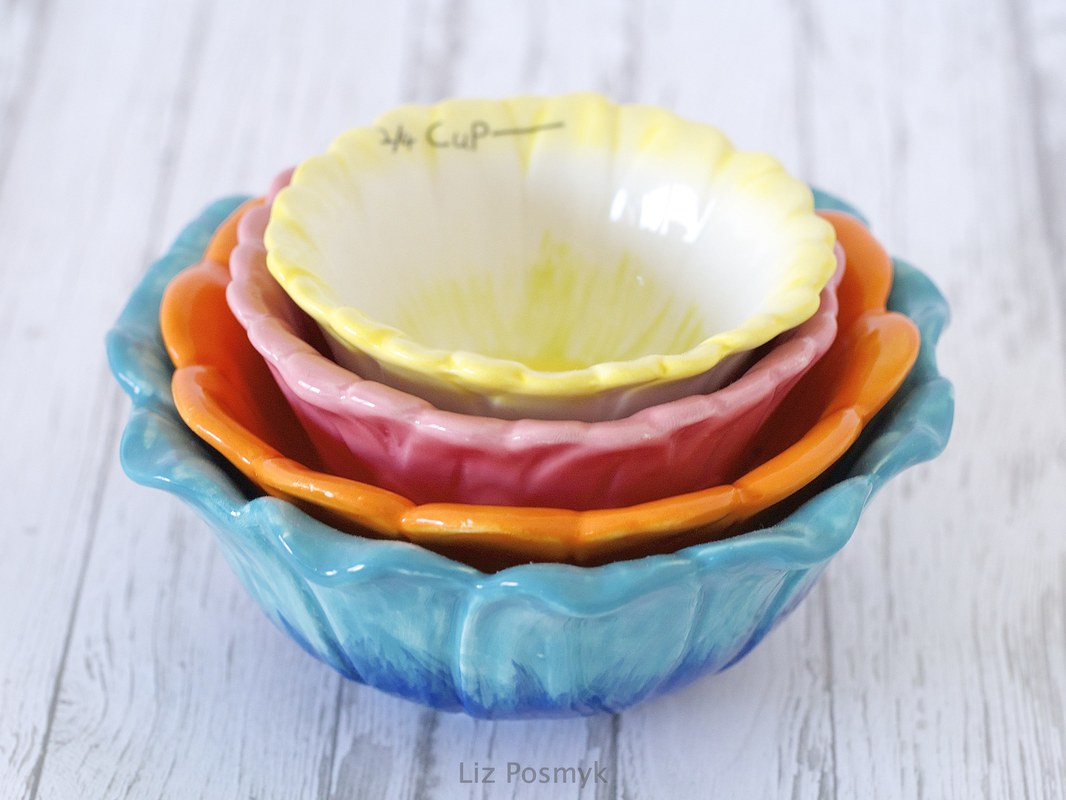Colourful measuring cups by Anna Gare - photo - Liz Posmyk Good Things blog