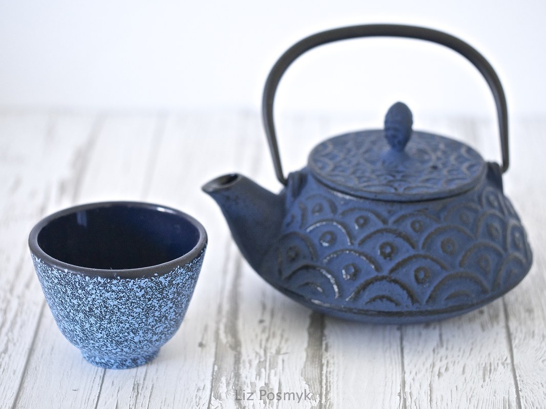 Cast iron tea pot and tea cup - Liz Posmyk Good Things blog