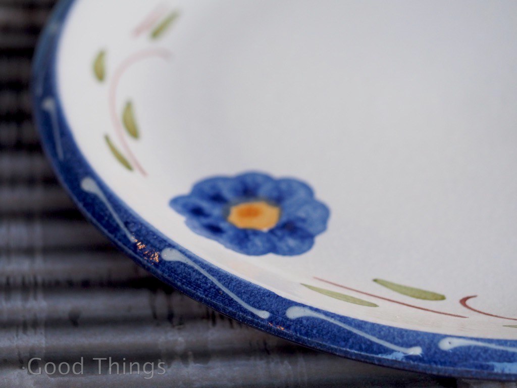 Blue and white platter with flowers Liz Posmyk Good Things